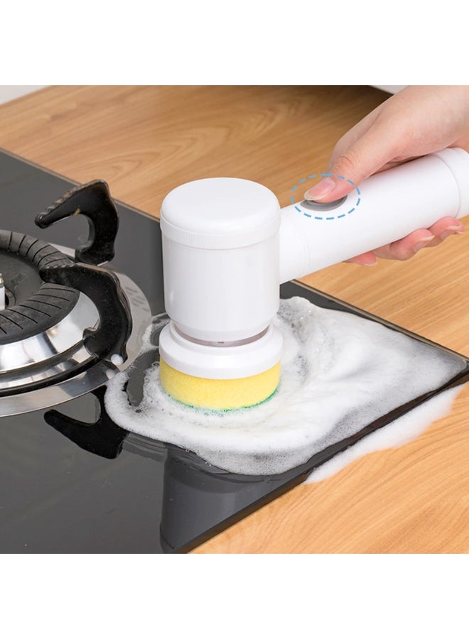 5-in-1 Handheld Electric Cleaning Brush - Wireless Power Scrubber with 3 Replaceable Heads, USB Rechargeable Waterproof Spin Scrubber for Bathroom, Kitchen, Tiles & Dishes - Image 5